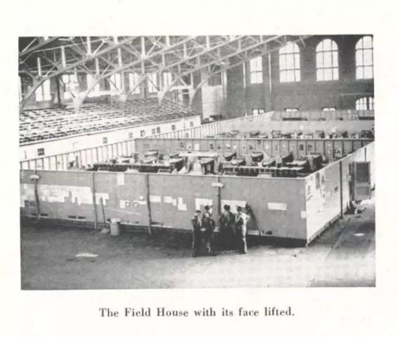 Toledo University Field House outfitted for World War II