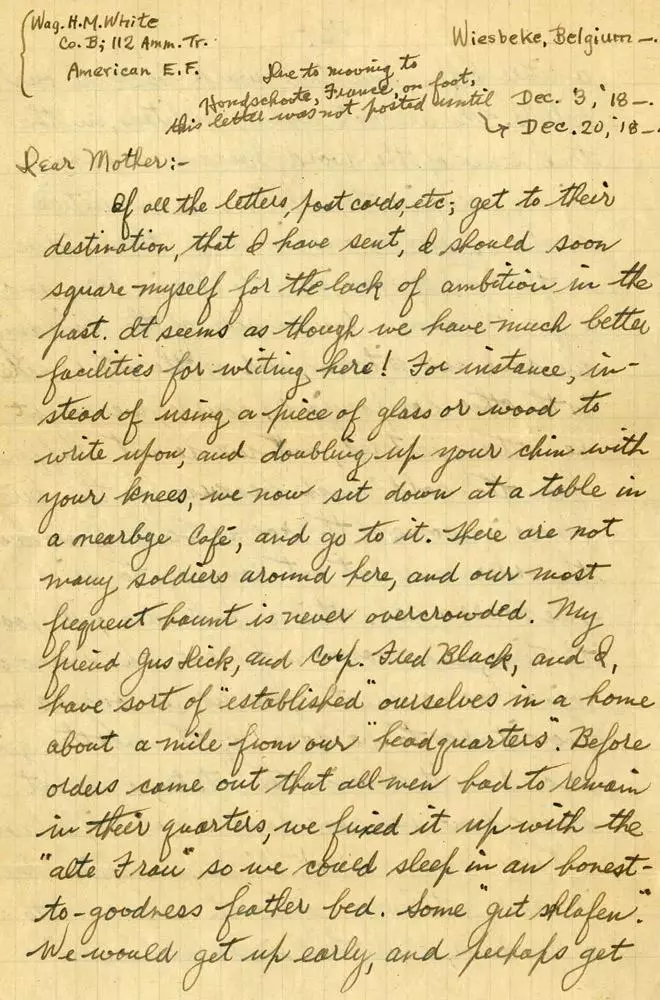 Herbert White's letter from Belgium