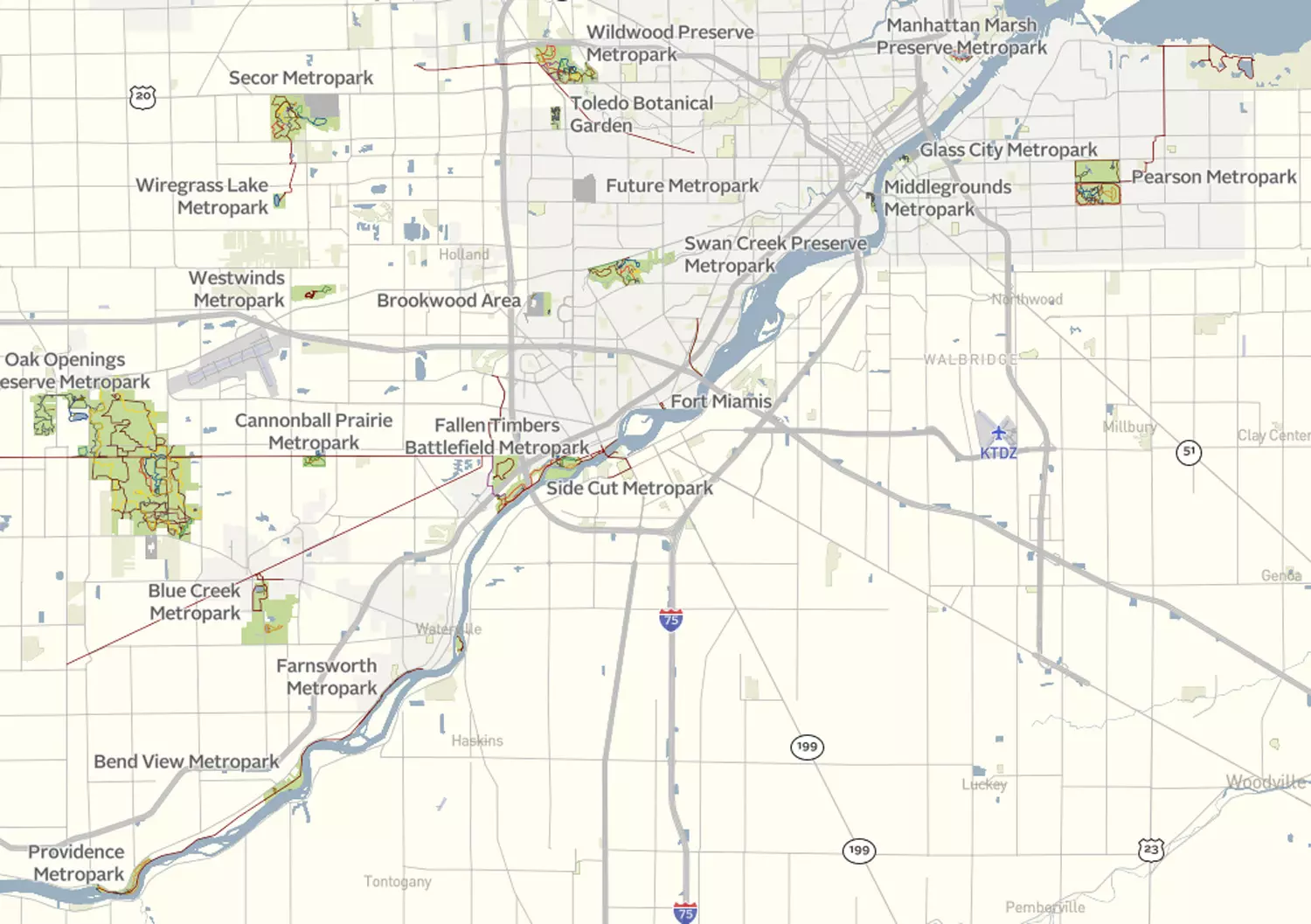 Present map of Metroparks