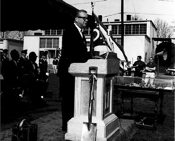 Ohio Governor James Rhodes at the groundbreaking ceremony, 1965