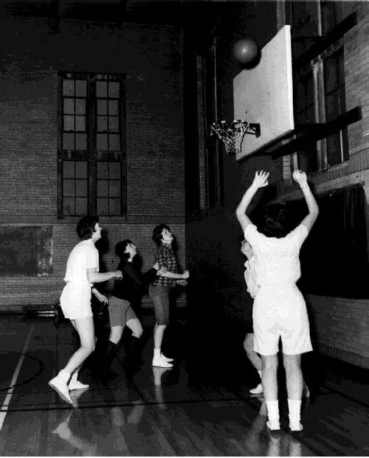Women's basketball in the Field House, ca. 1965