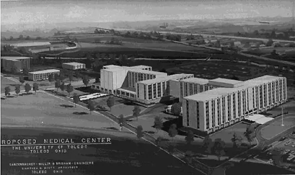 Plans for the proposed medical center for The University of Toledo, 1964. 
