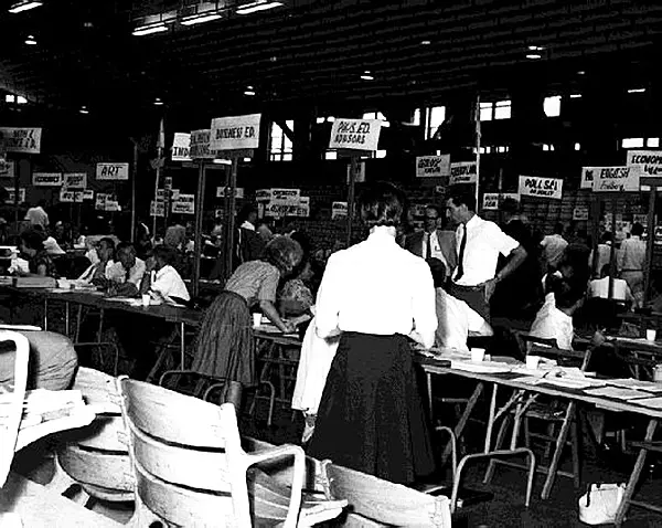 Registering for classes, 1963