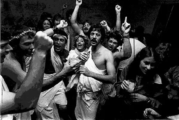 A fraternity "Toga" party, ca. 1980,