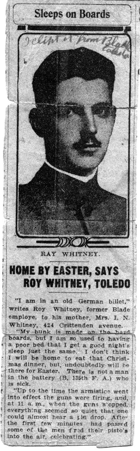Home by Easter, says Roy Whitney, Toledo