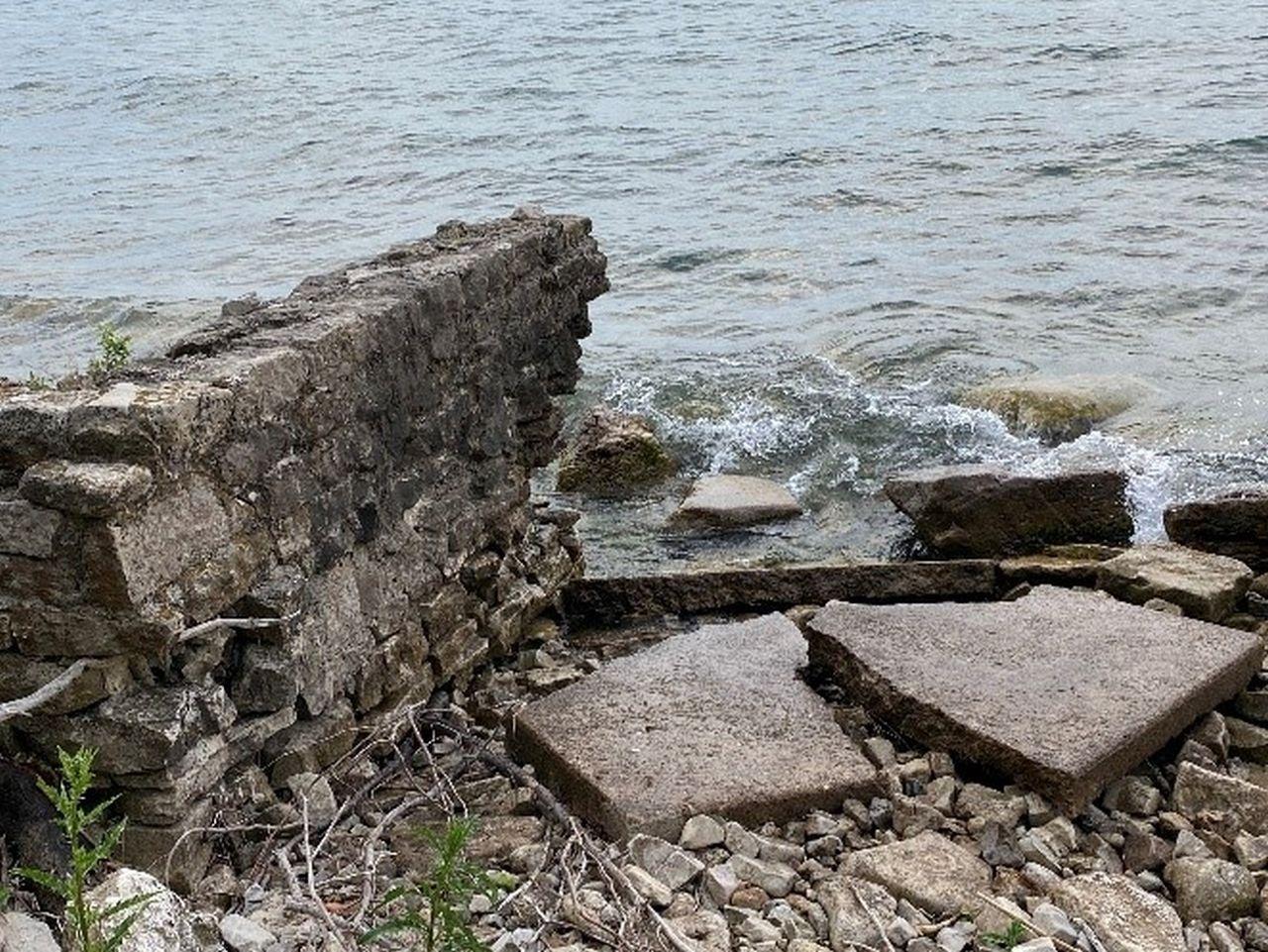 Middle Bass Club Dock and Sea Wall pieces, as seen in 2021.