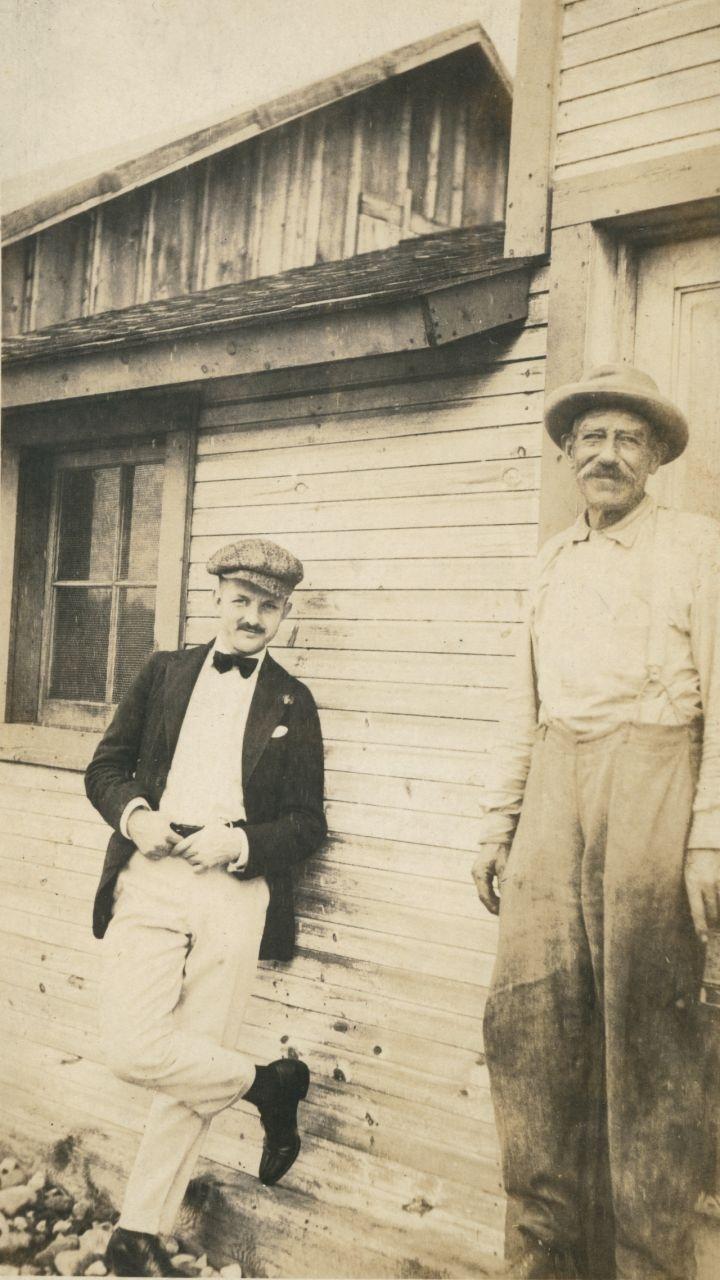 Middle Bass Club, circa 1919. Club Member Barber? With Henry Rehberg.