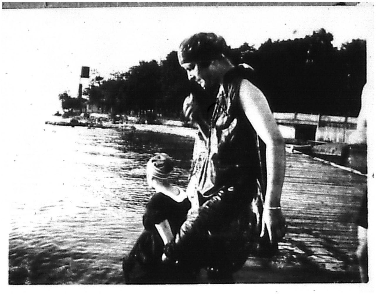 Middle Bass Club. Phyllis Kinsey on the Club dock. Circa 1920s.