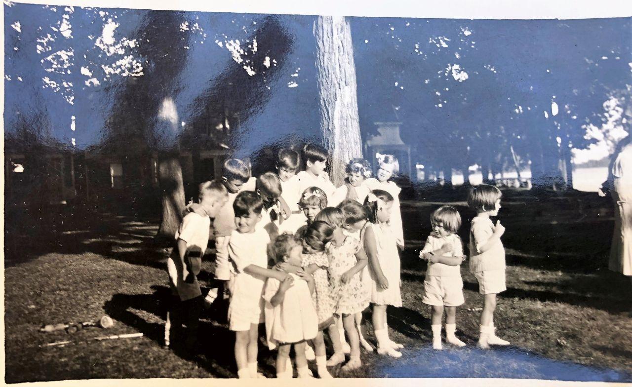 Middle Bass Club: Kids outside the Club House, circa 1930.