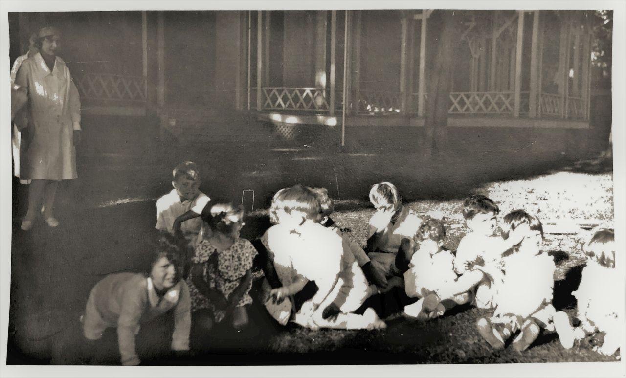 Middle Bass Club: Kids outside the Club House, circa 1930s.