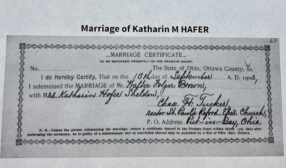 Brown-Hafer Marriage Certificate