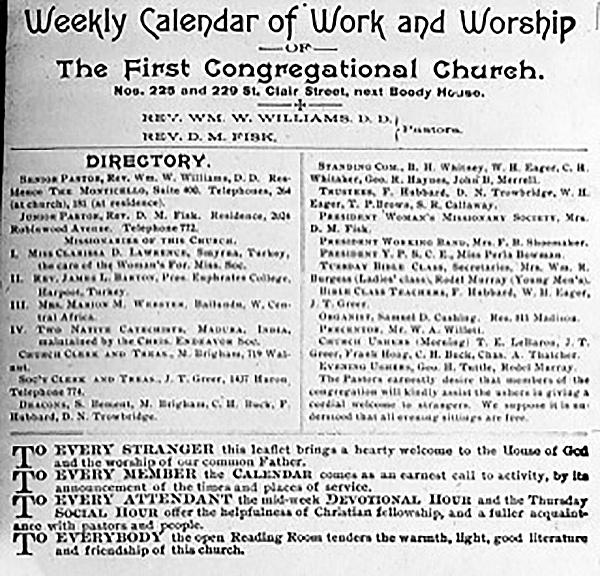 Weekly Calendar of Work and Worship