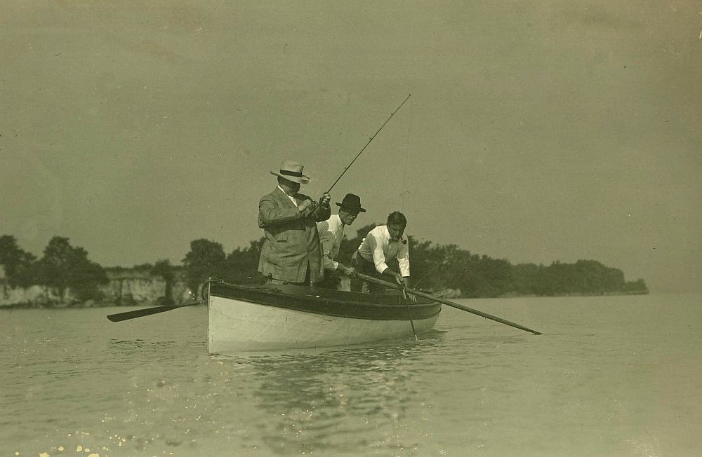 William Howard Taft fishing from a rowboat by Rattlesnake Island