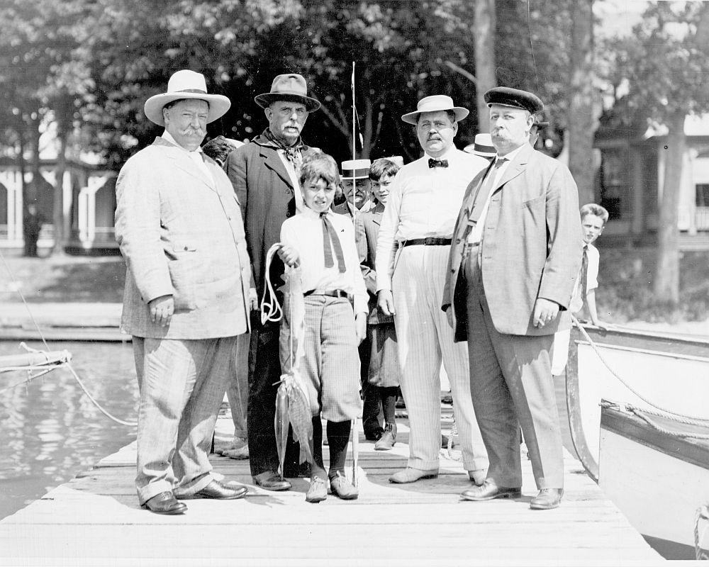 William Howard Taft’s Fishing Party standing on MBC dock with their catch