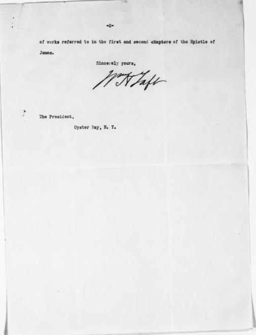 Letter Taft to Roosevelt: August 31, 1908, p. 2.