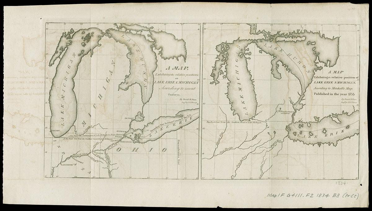 Map exhibiting the relative position of (Michigan and Ohio) (NBY 1755)