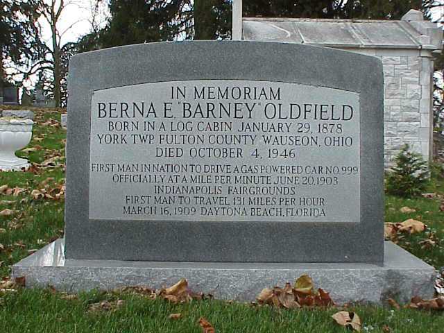 Barney Oldfield's memorial marker