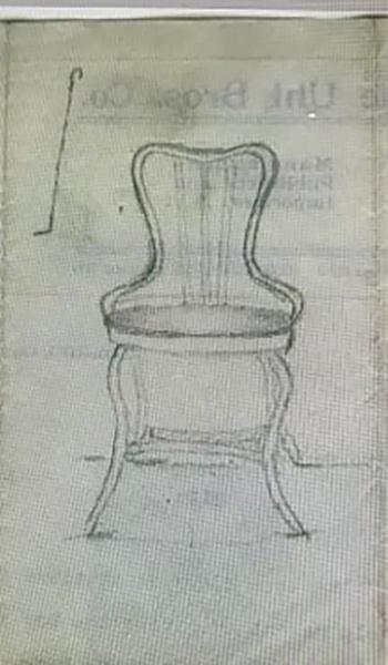 Clement's first drawing of the original 151 chair-1902