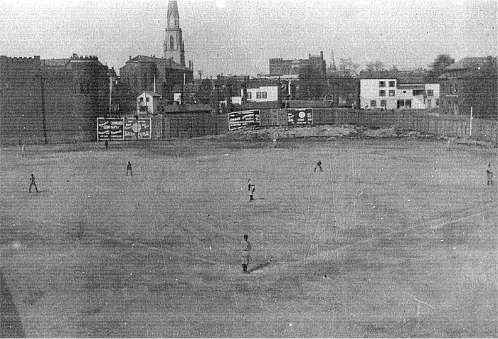 Armory Park: A photo of a baseball game being played at Armory Park, located off Spielbush Street in Toledo, Ohio.  