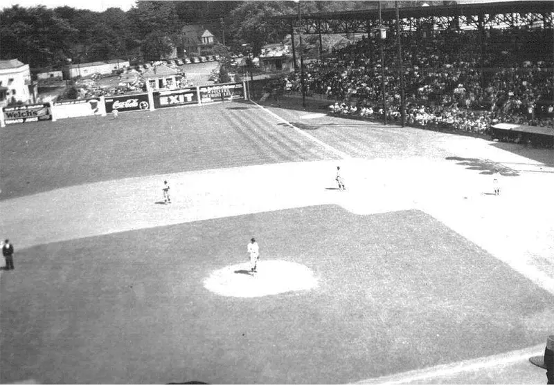 A photo of a game at Swayne Field, original home of the Toledo Mud Hens