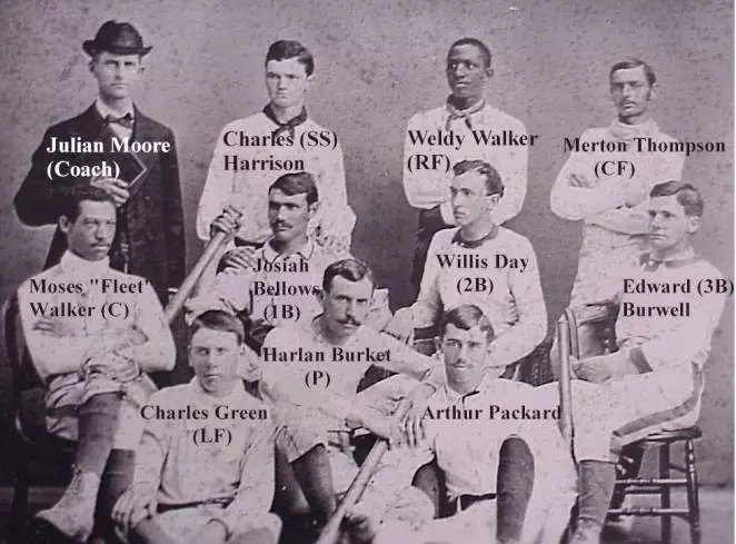 Team portrait at Oberlin College with Moses "Fleet" Walker