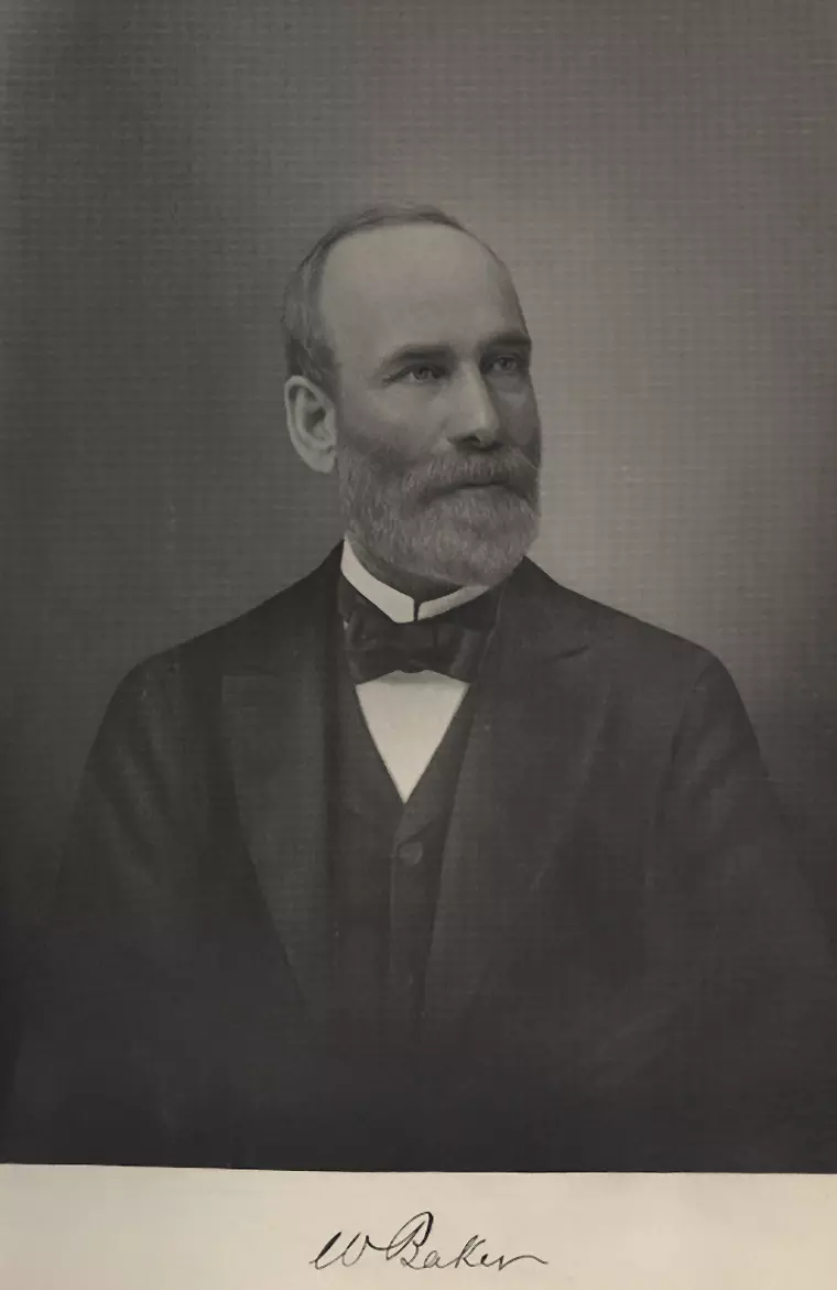 William Edward Baker. Middle Bass Club member 1877 to 1898.  Source: Memoirs of Lucas County and the City of Toledo, From the Earliest Historical Times Down to the Present, Including a Genealogical and Biographical Record of Representative Families, Volume II.