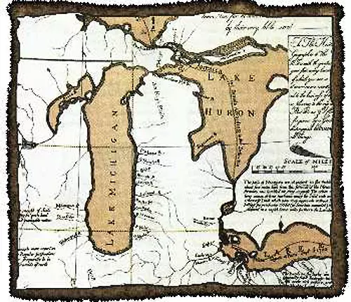 Mitchell's map showing the Ohio border after the passing of the Northwest Ordinance