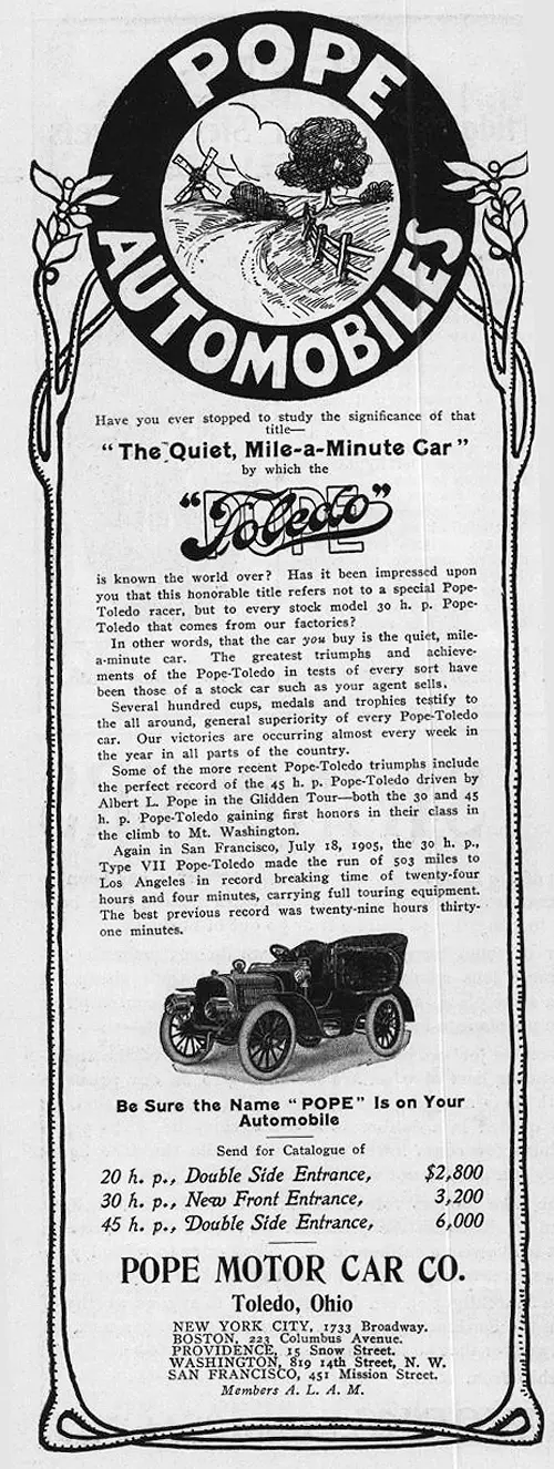 Advertisement for the Pope-Toledo Company