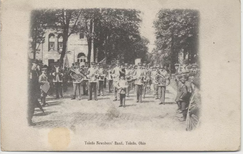 Postcard: Toledo Newsboys' Band, Toledo, Ohio