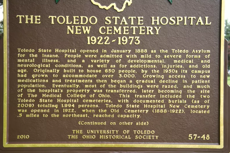 The Toledo State Hospital New Cemetery, 1922-1973 (57-48, Front)