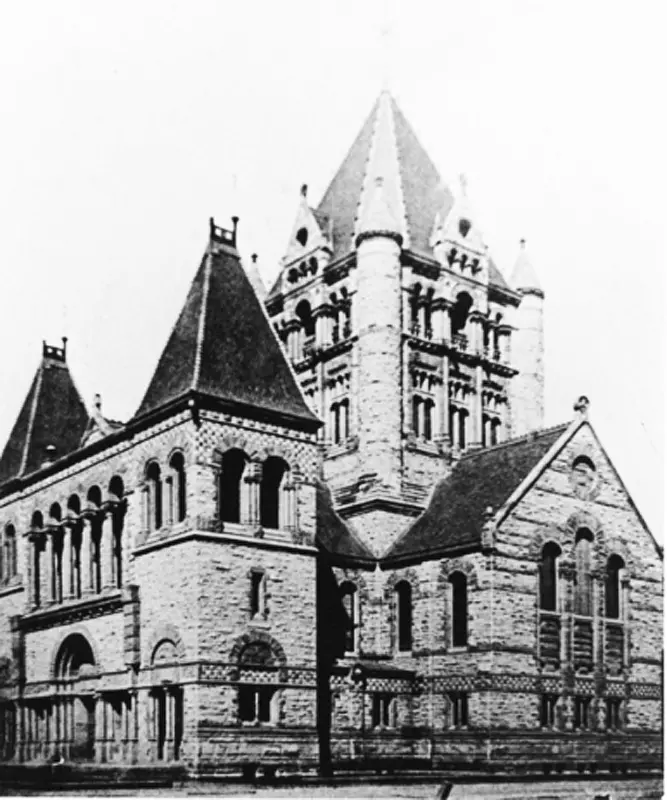 1877 View of Trinity Church, Boston, H. H. Richardson. architect, built 1873-77