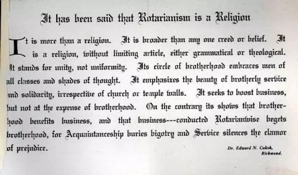 Rotarianism is a Religion