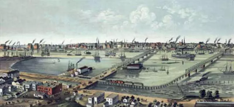 Panoramic view of Toledo in the 1860s